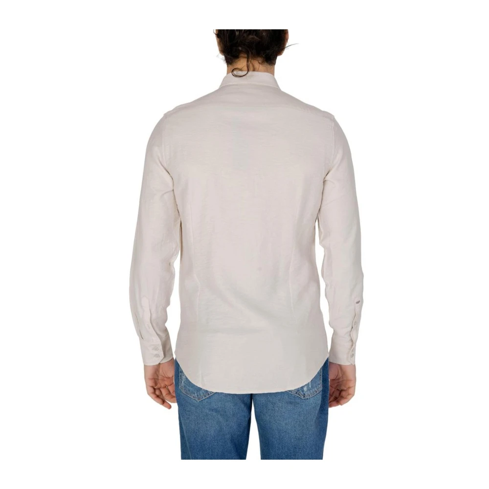 Antony Morato Lange Mouw Viscose Blend Shirt Beige Heren