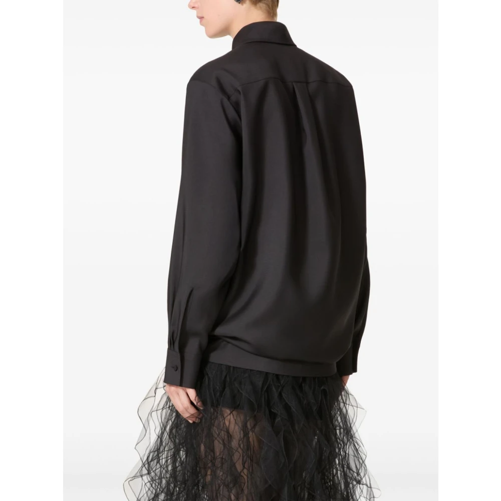 Valentino Garavani Zwarte Techno Light Wool Overhemd Black Dames