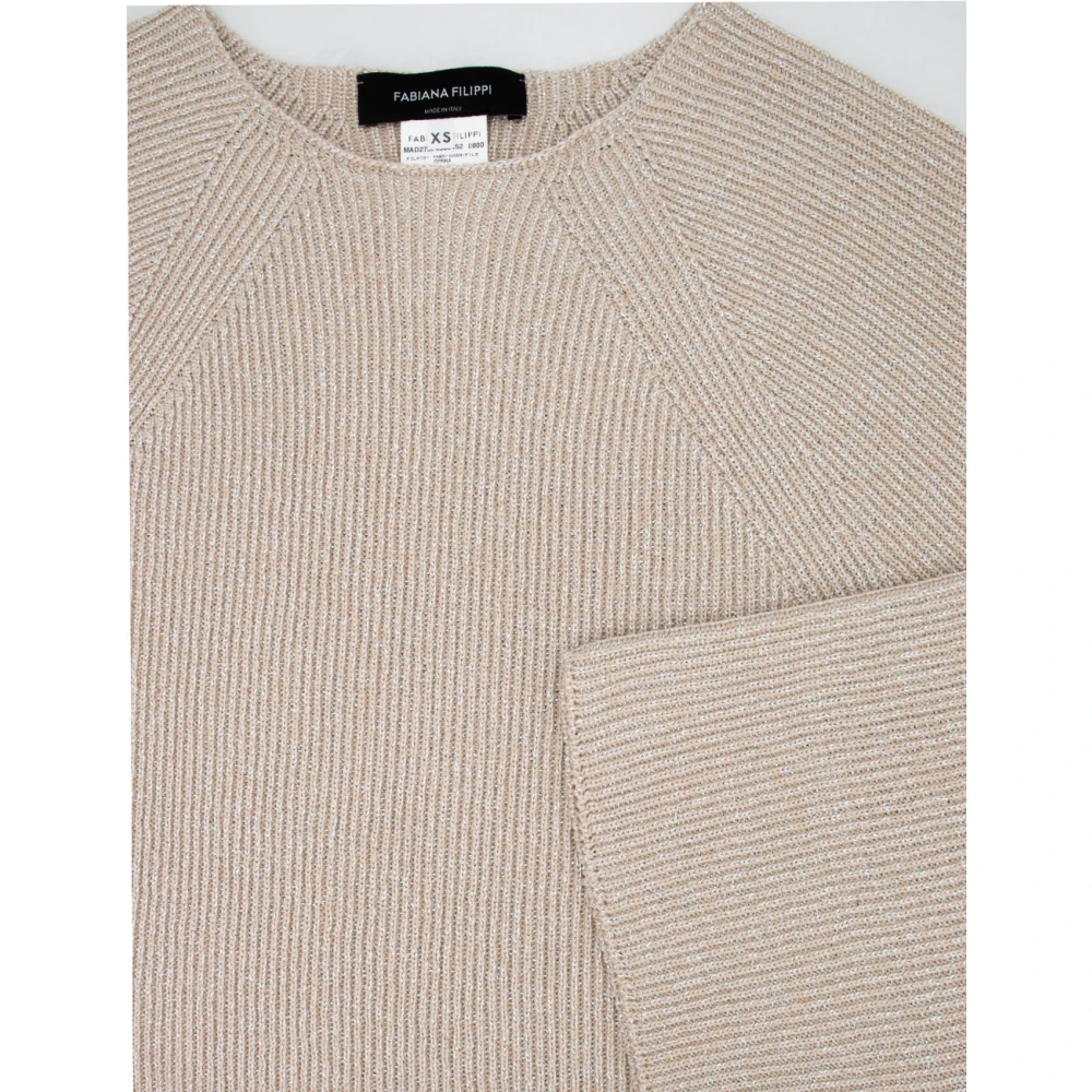Fabiana Filippi Gebreide Trui met 3 4 Mouwen Beige Dames