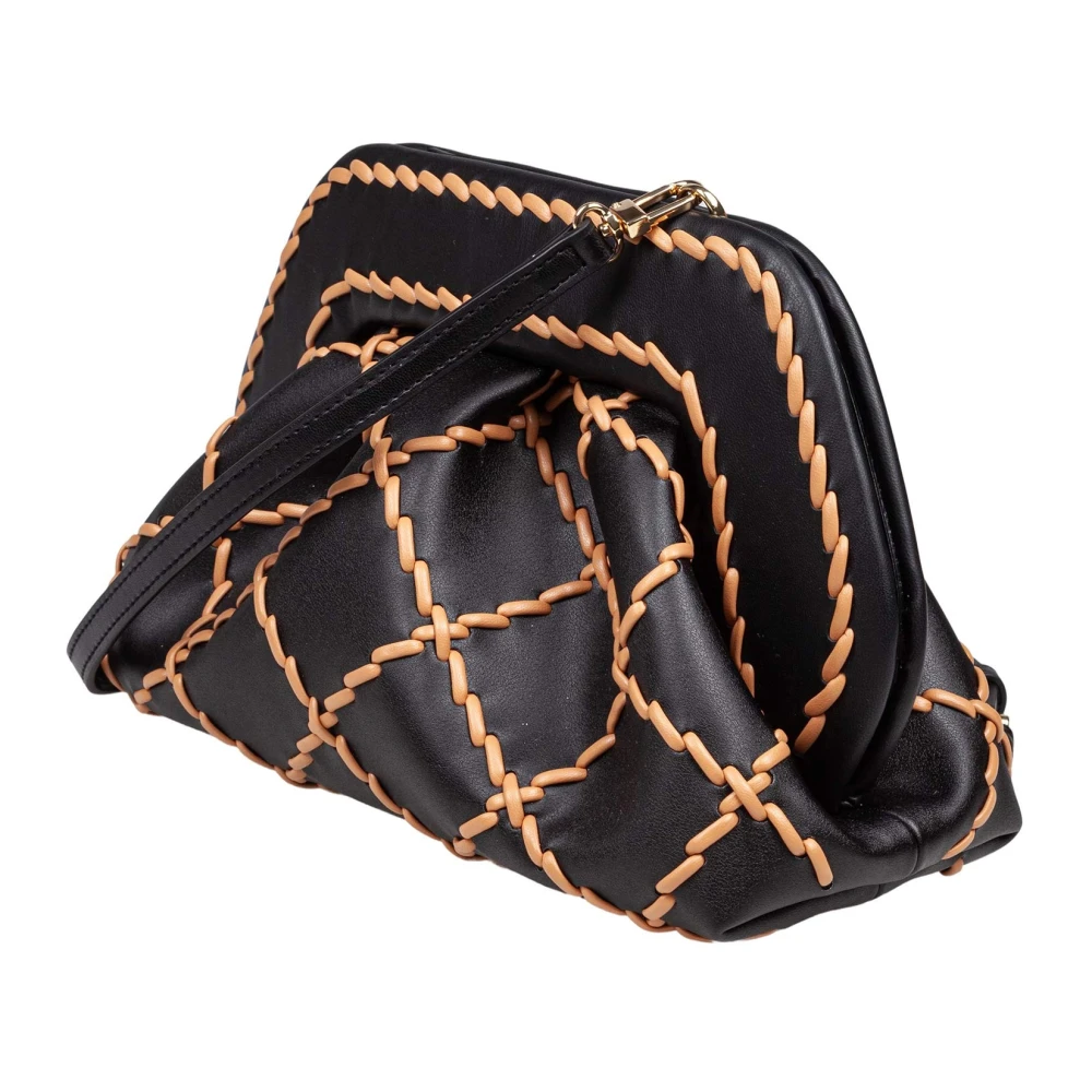 THEMOIRè Vegan Stof Clutch Tas Zwart Leer Black Dames