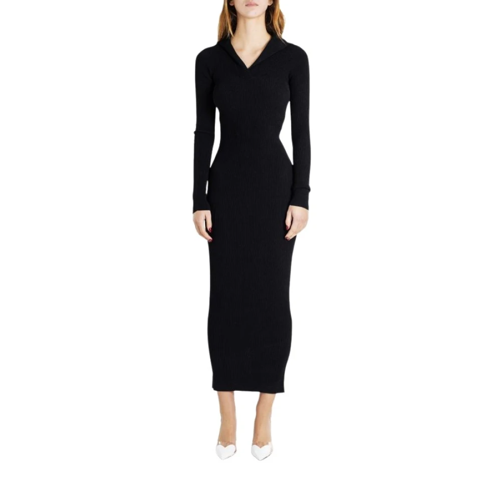 Alaïa Ribgebreide Hoodiejurk Black Dames