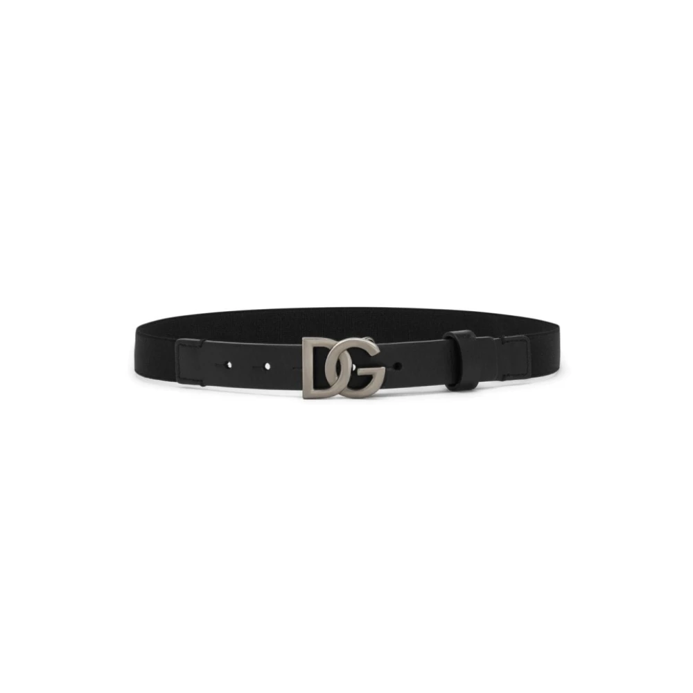 Dolce & Gabbana Black Elasticated Strap Belt With Logo - Male - Belts & Suspenders - S - Kids