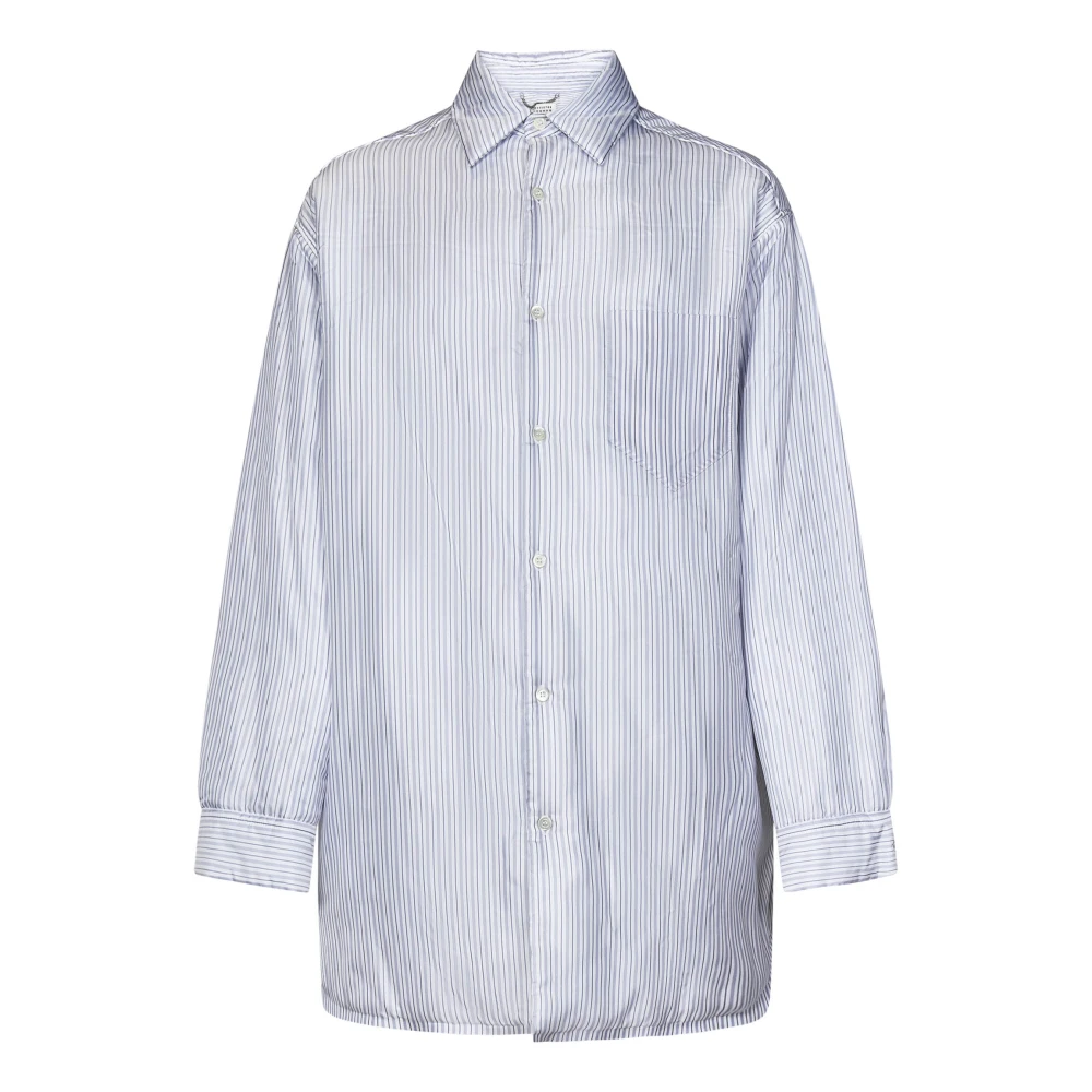 Maison Margiela Blauwe knoopsluiting overhemd met stikdetail Blue Dames