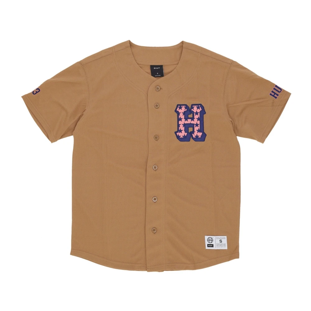 HUF Mesh Baseball Shirt met Knoopsluiting Brown Heren