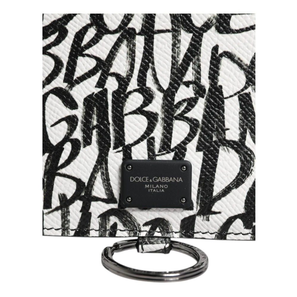 Dolce & Gabbana Logo Print Leren Kaarthouder Portemonnee White Heren
