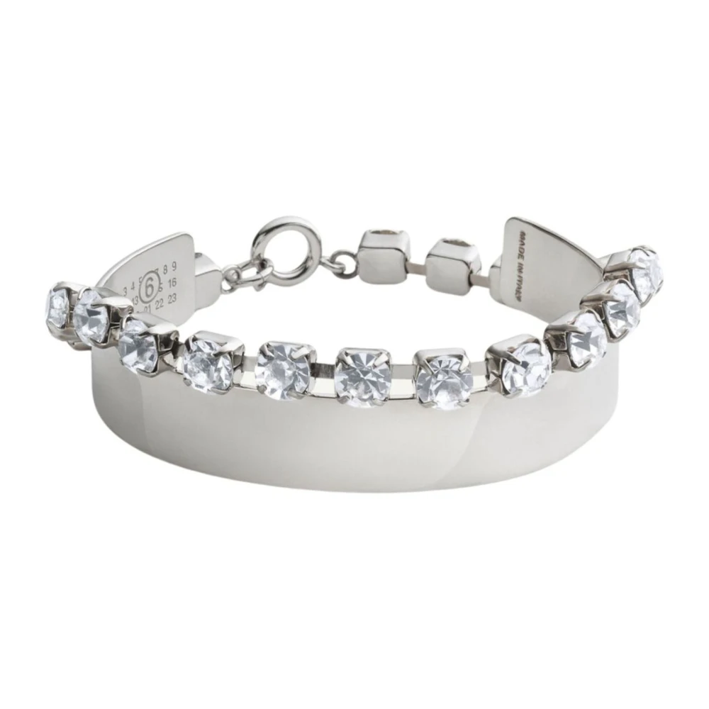 Mm6 Maison Margiela Women's Gray Bracelets, S, Rhinestone Bracelet