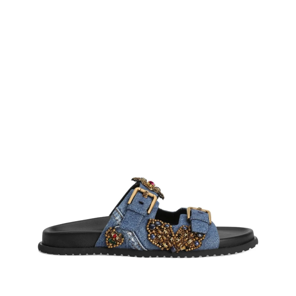 Dolce & Gabbana Women's Blue Fashion Slides Sandals Black - Sliders - 5 Uk - Shoes