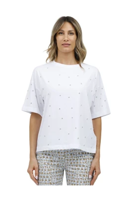 Kortärmad cropped topp med gnistrande detaljer