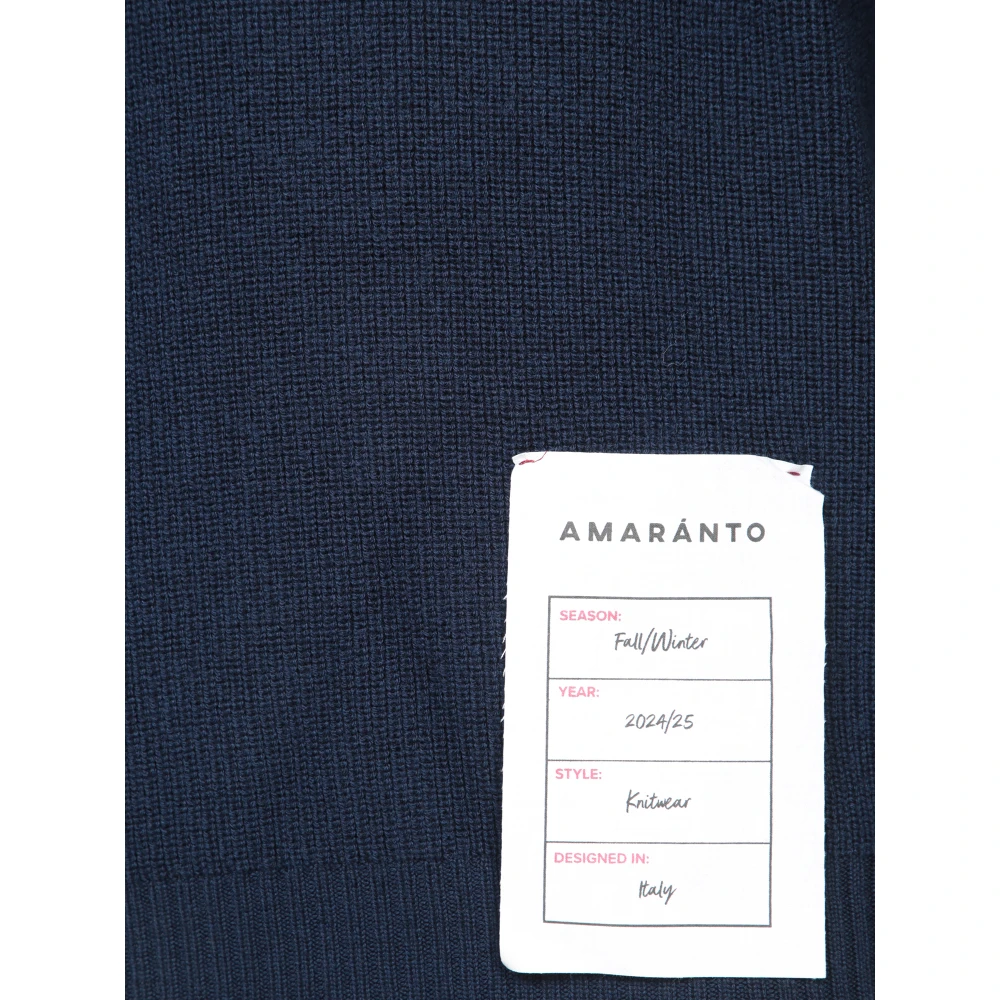 Amaránto Klassieke Wol Crew Neck Sweater Blue Heren