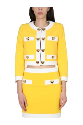 Heart Buttons Crepe Jacket