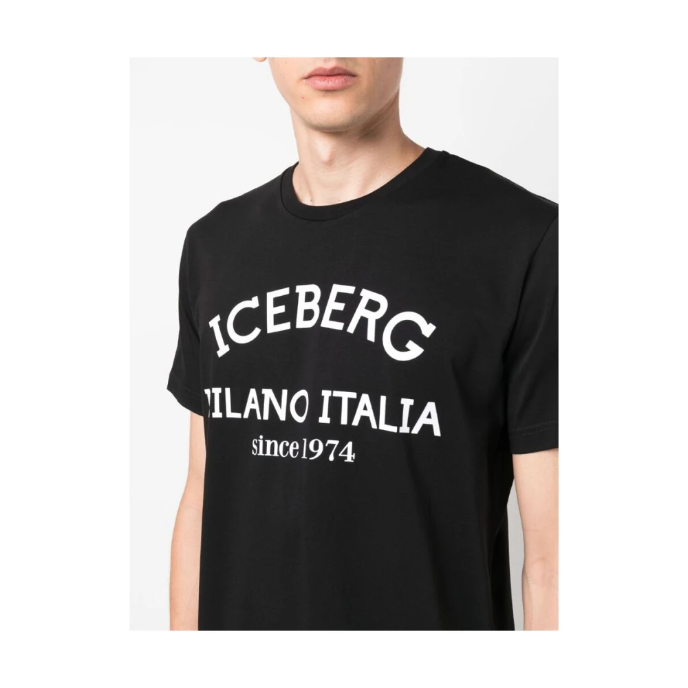 Iceberg Zwart Logo Print Crew Neck T-shirt Black Heren