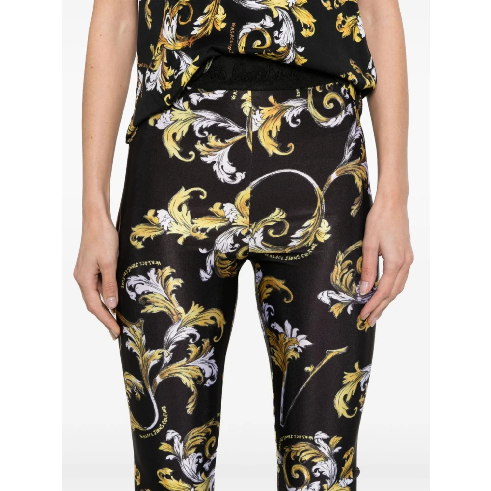 Versace Jeans Couture Zwarte en Gouden Modetrousers Multicolor Dames
