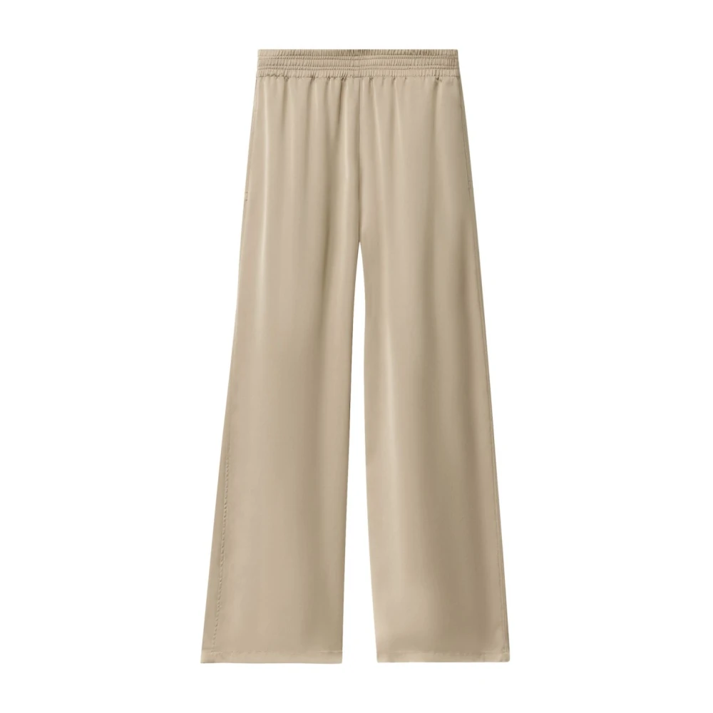 Fabiana Filippi Beige Wijde Pijp Satijnen Broek Beige Dames