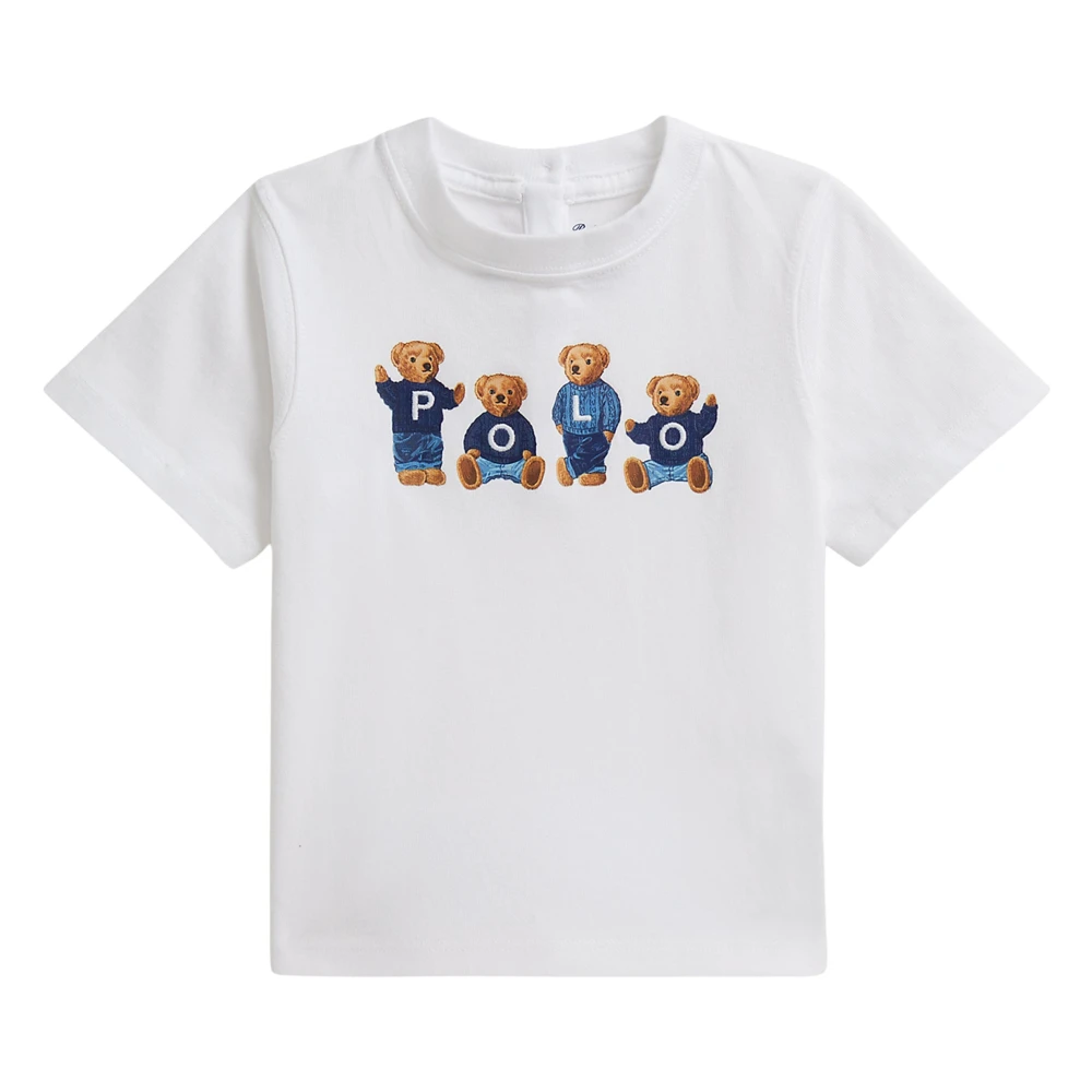 Ralph Lauren Boys White Polo Bears T-Shirt - Kids Short Sleeve T-Shirts - 12 M - Kids