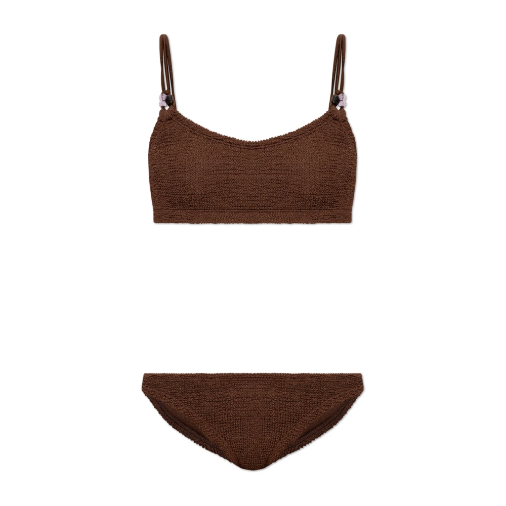 Hunza G Women's Brown Bikinis, One Size, Cassie Beaded Bikini