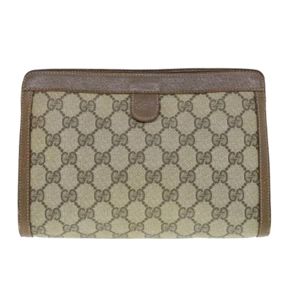 Gucci Vintage Pre-owned Leather clutches Beige Dames