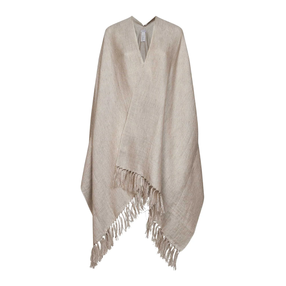 Brunello Cucinelli Women's Beige Ponchos, One Size, Fringed Cape