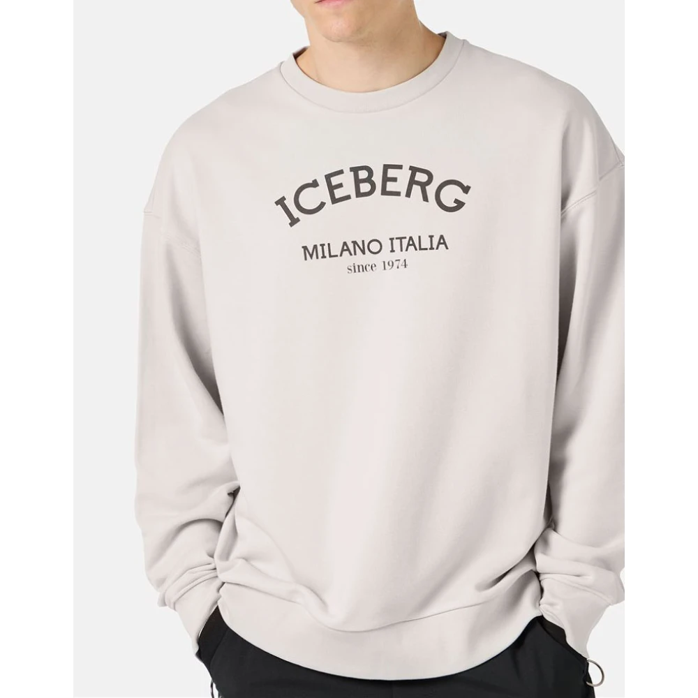 Iceberg Sweatshirt met ronde hals en logo Gray Heren