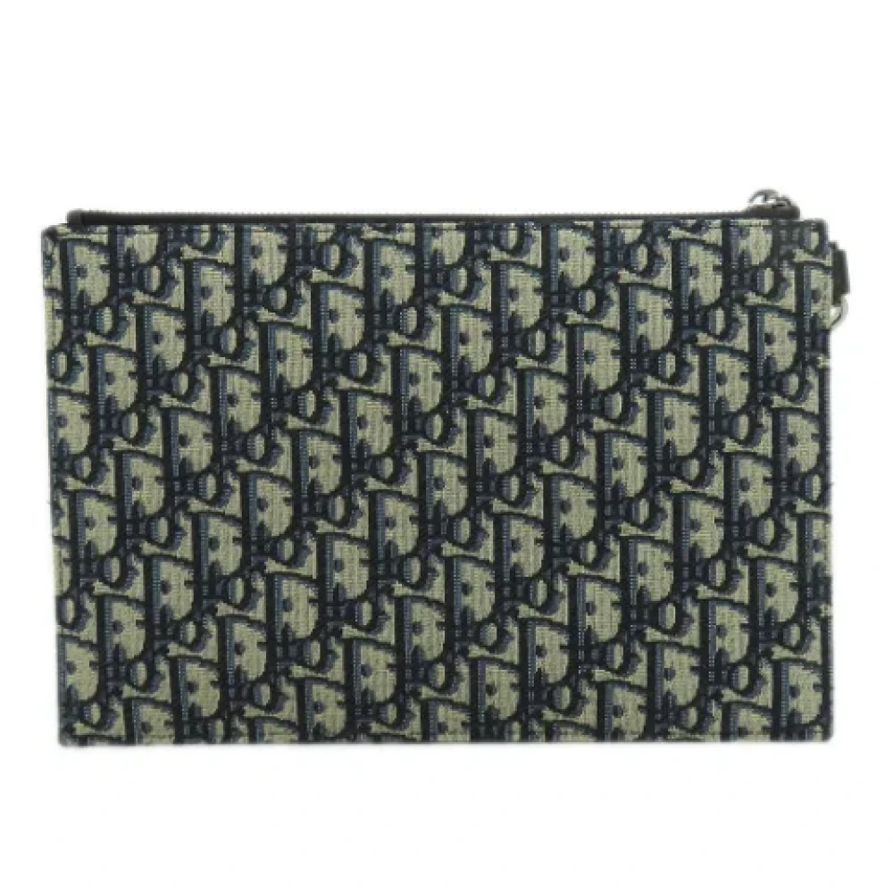 Dior Vintage Pre-owned Canvas clutches Blue Dames