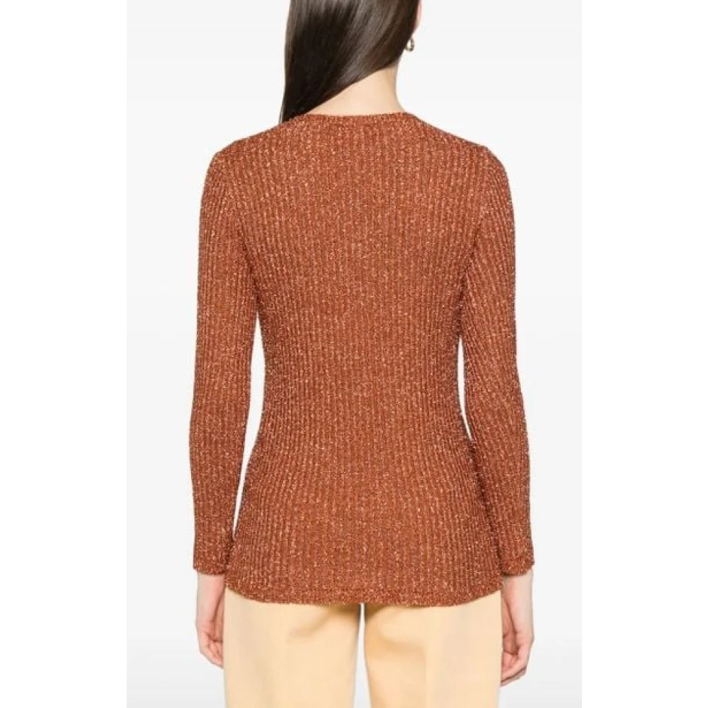 Valentino Lurex V-Neck Sweater Orange Dames