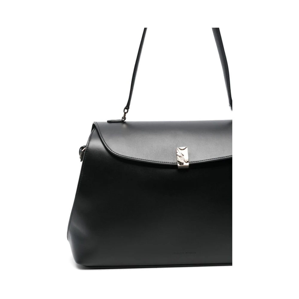 Loulou Studio Zwarte Foldover Top Handtas Black Dames