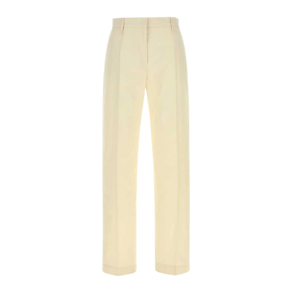 Jil Sander Women's White Straight Trousers - Straight Trousers - Xs - Trousers