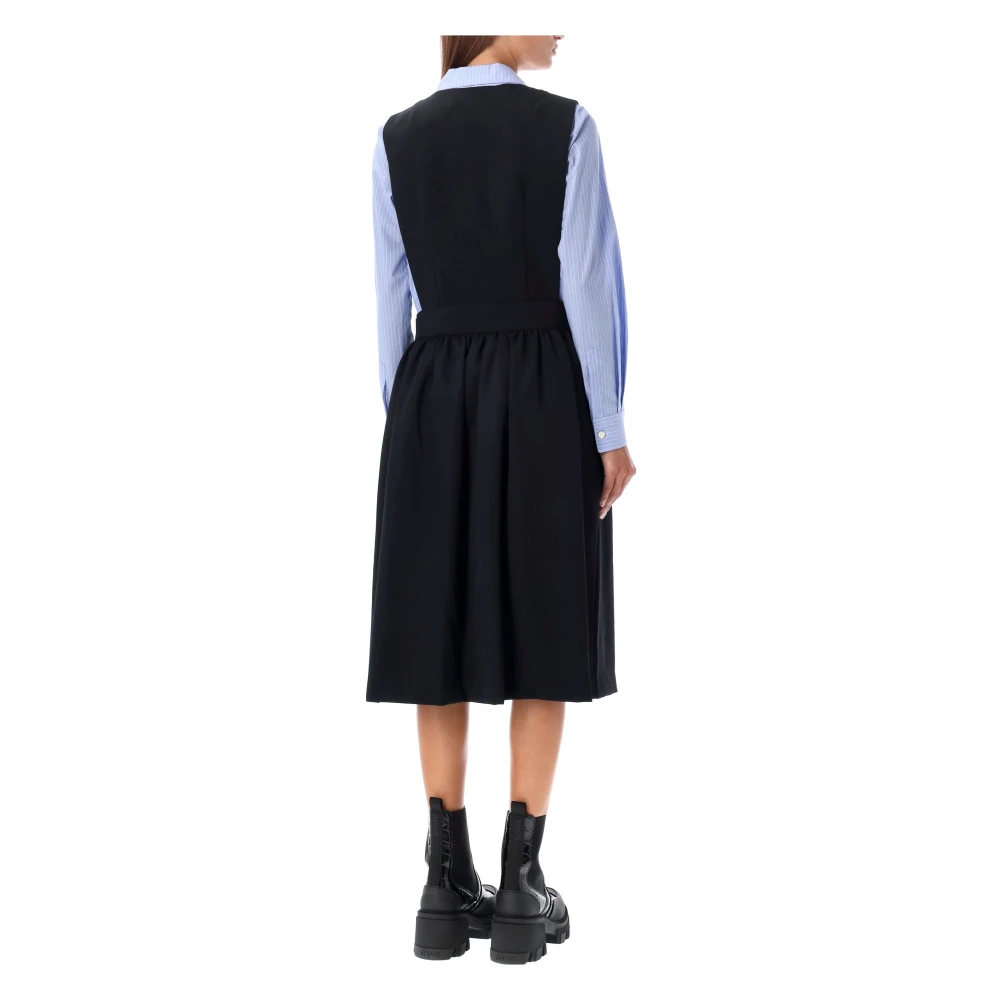 Comme des Garçons Zwarte Midi Jurk met Vierkante Halslijn Black Dames