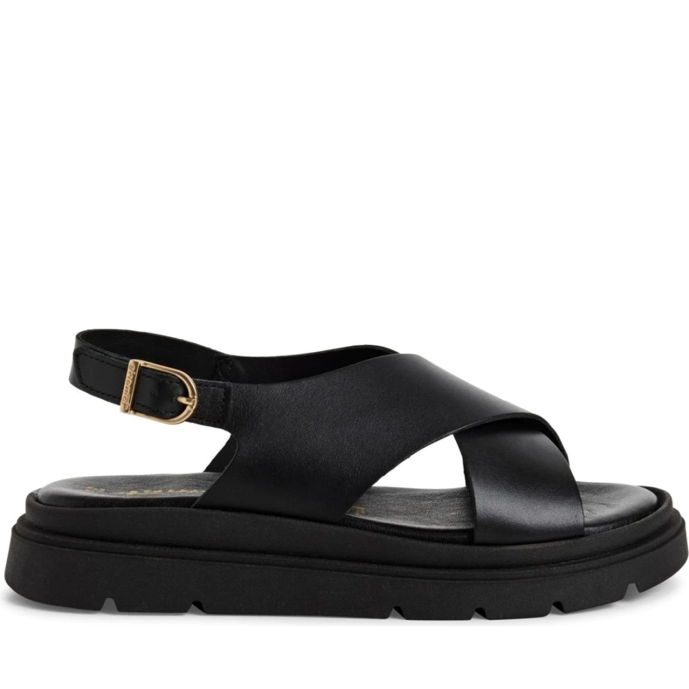 Tamaris Women's Black Flat Sandals, 8 Uk, Flat Sandals