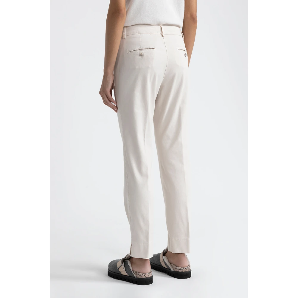 PESERICO Iconische 4718 katoen zijde gabardine en tencel broek Beige Dames