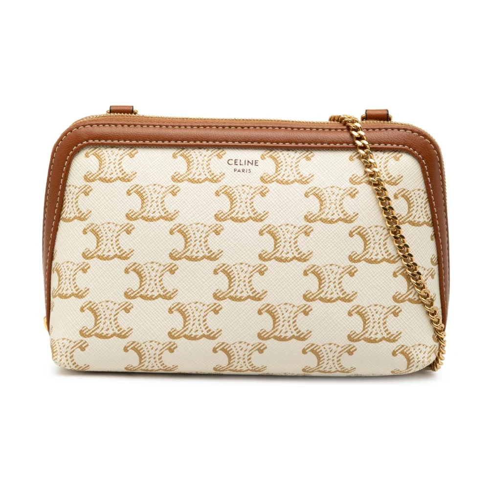 Celine Vintage Women's White Pre-Owned Chain Shoulder Bag