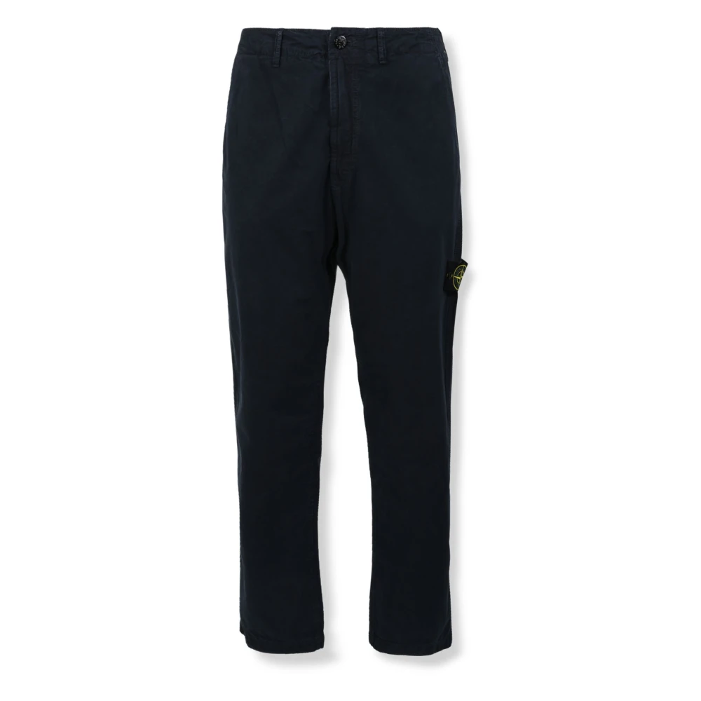 Stone Island Blue Compass-Badge Trousers - Male - Straight Trousers - W32 - Trousers