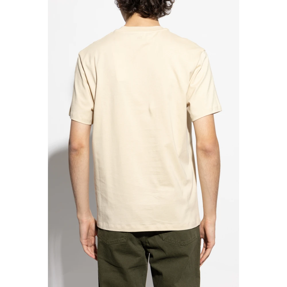 Ami Paris T-shirt met logo Beige Heren