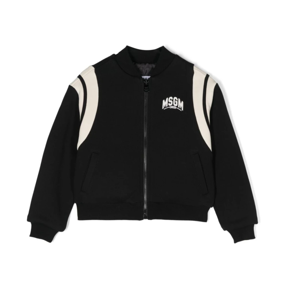 Msgm Svart Logotyp Tryck Baseball Jacka Black, Pojke