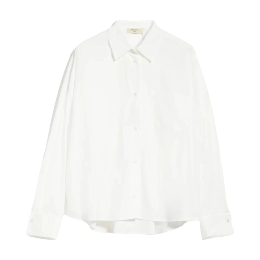 Max Mara Katoenen Poplin Shirt Overline Crop Cut White Dames