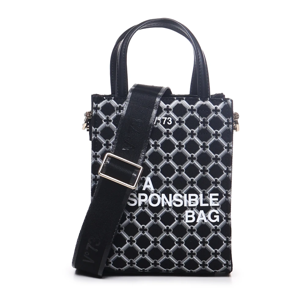 V73 Geometrische Print Zwarte Tas Black Dames