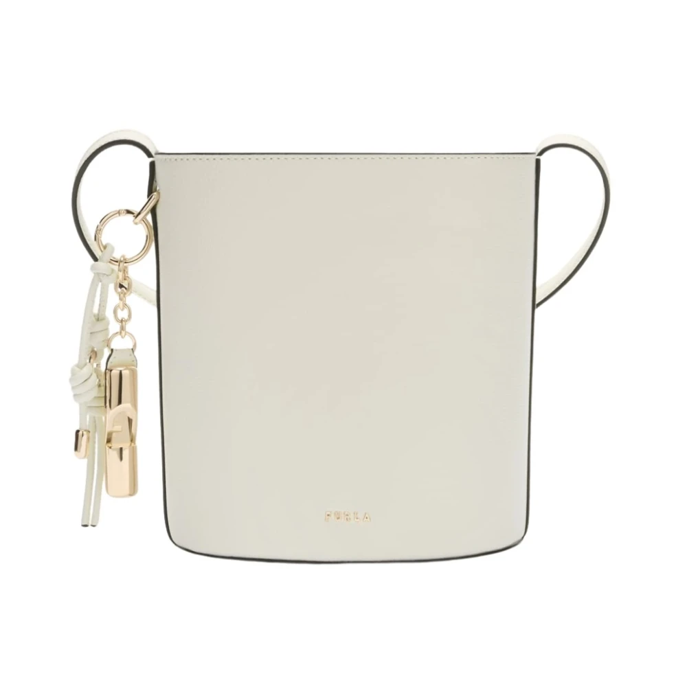Furla Vrouw Beige Tassen Dames, One Size, Roxie Mini Leren Bucket Bag