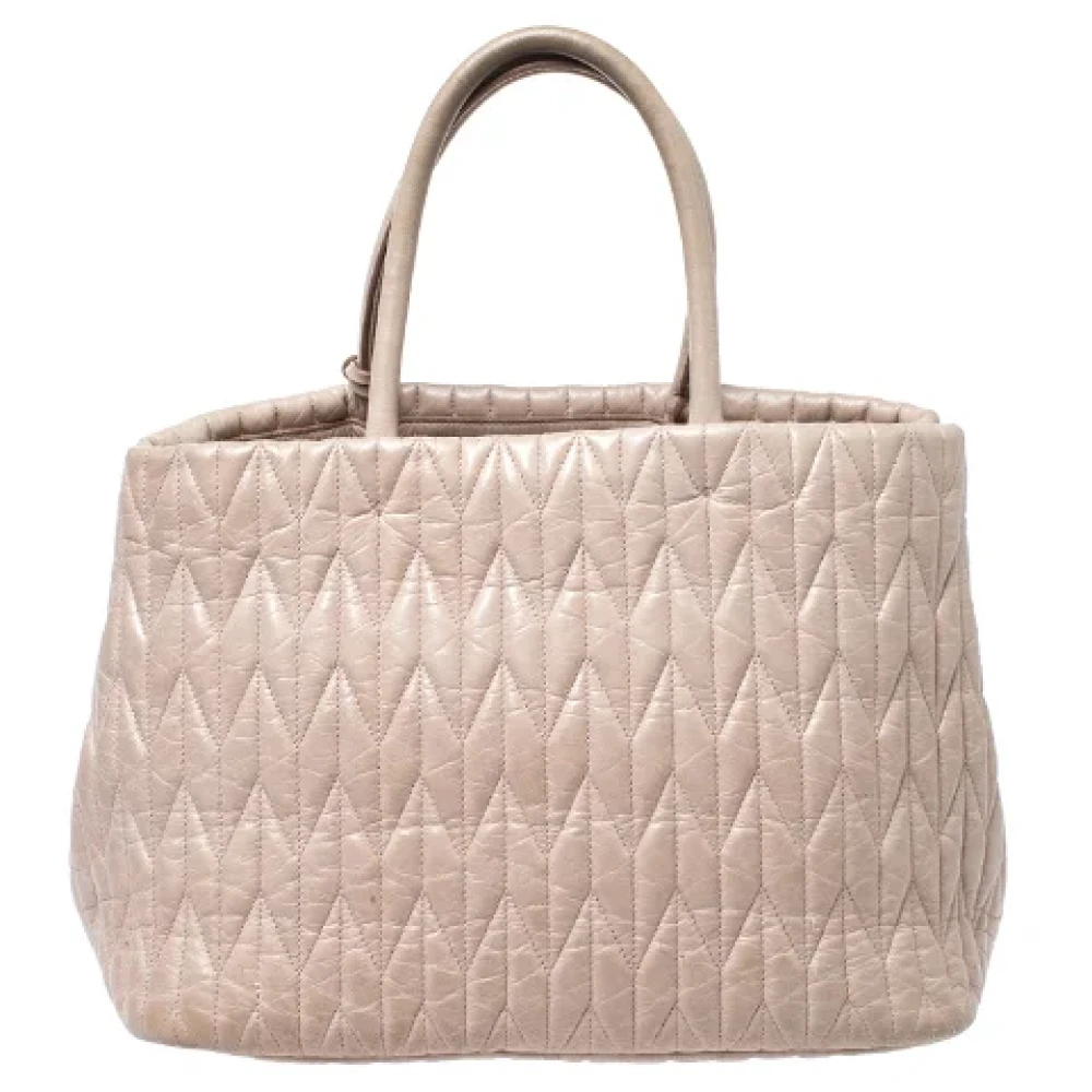 Miu Pre-owned Leather totes Beige Dames