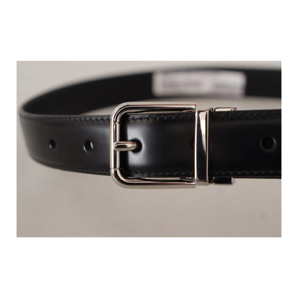 Dolce & Gabbana Luxe Gegraveerde Metalen Gesp Riem Black Heren