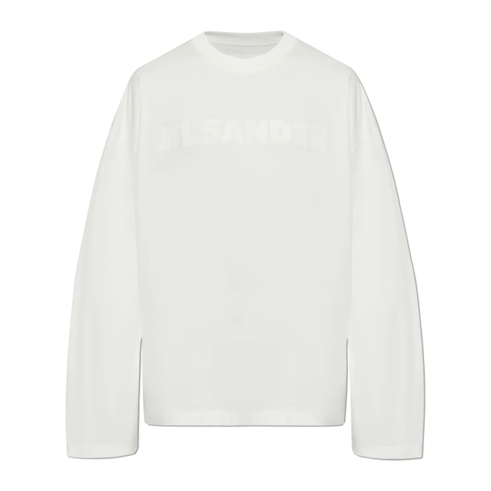 Jil Sander Men's White Long Sleeve T-Shirts, S, T-Shirt With Logo