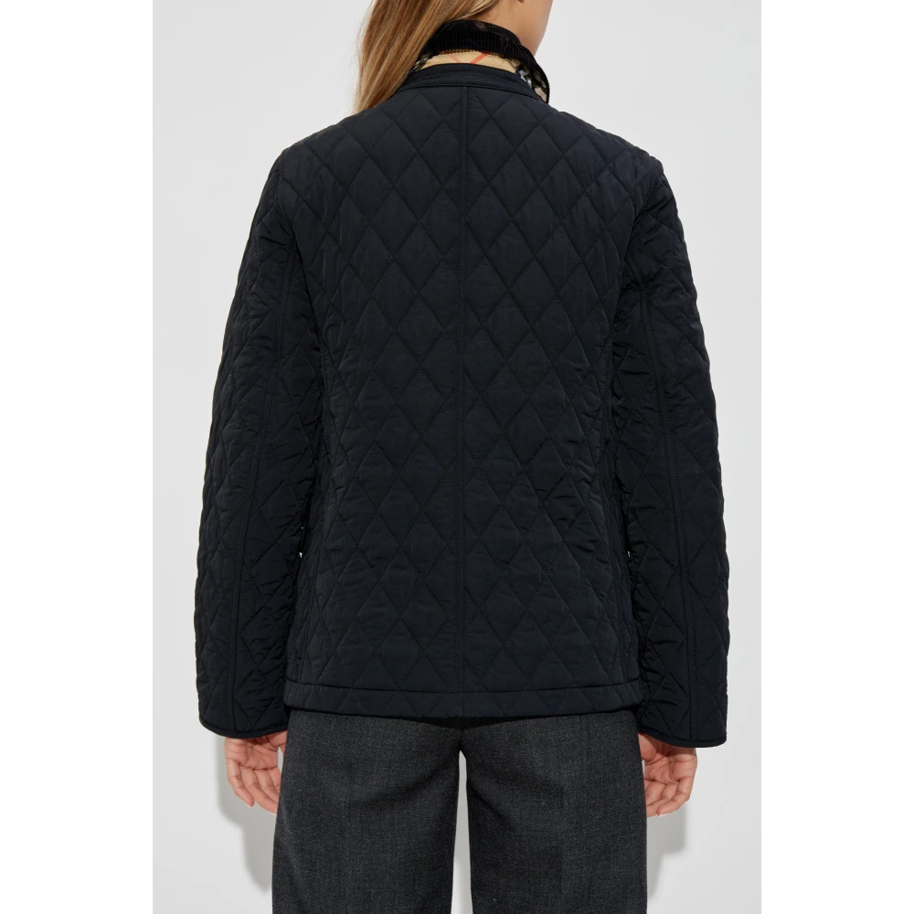 Burberry Gewatteerde jas met corduroy kraag Black Dames