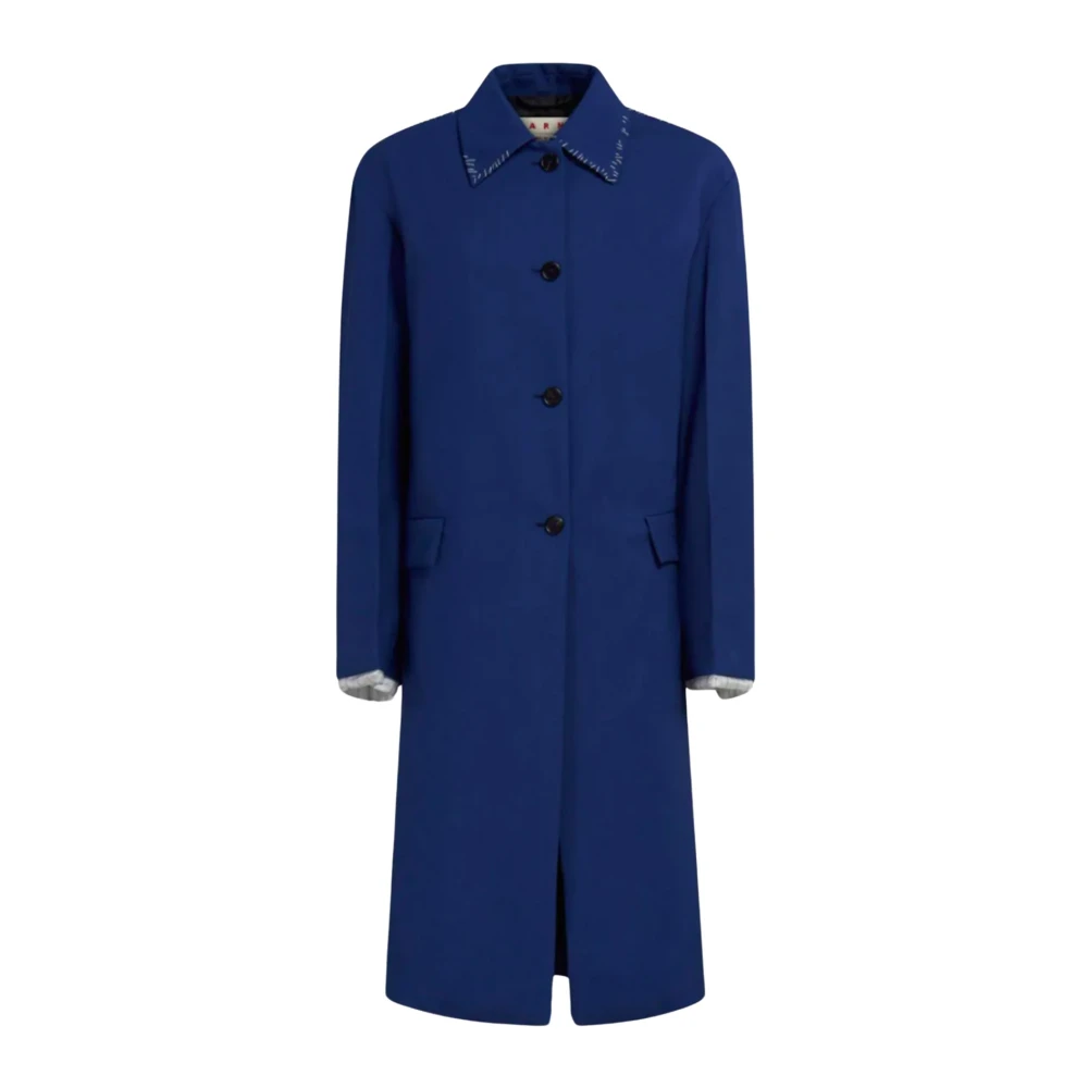 Marni Wollen Jas met Contraststiksels Blue Dames