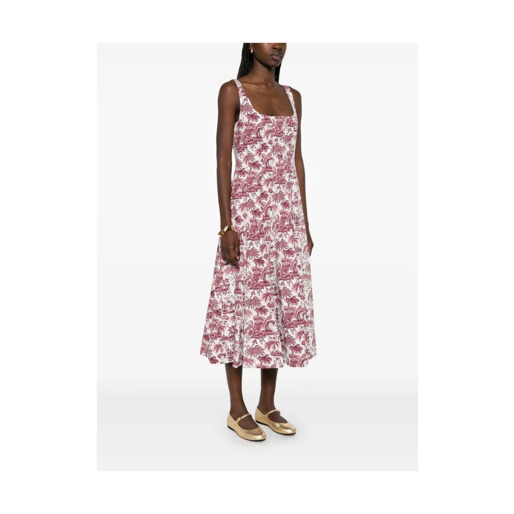 Staud Bloemen Bordeaux Rode Jurk Multicolor Dames
