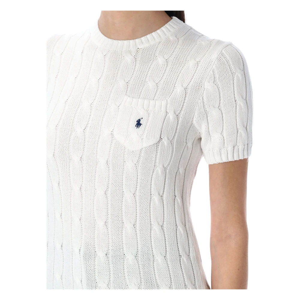Polo Ralph Lauren Witte Gebreide T-shirt met Pony Logo White Dames