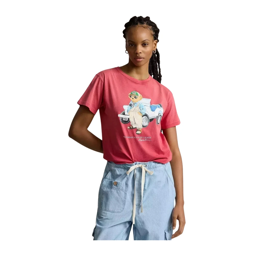 Ralph Lauren Rood katoenen t-shirt met Teddybeer Multicolor Dames