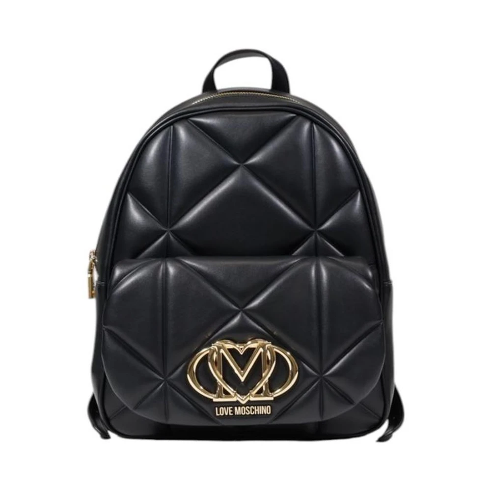 Love Moschino Stijlvolle Zwarte Polyurethaan Rugzak Damescollectie Black Dames