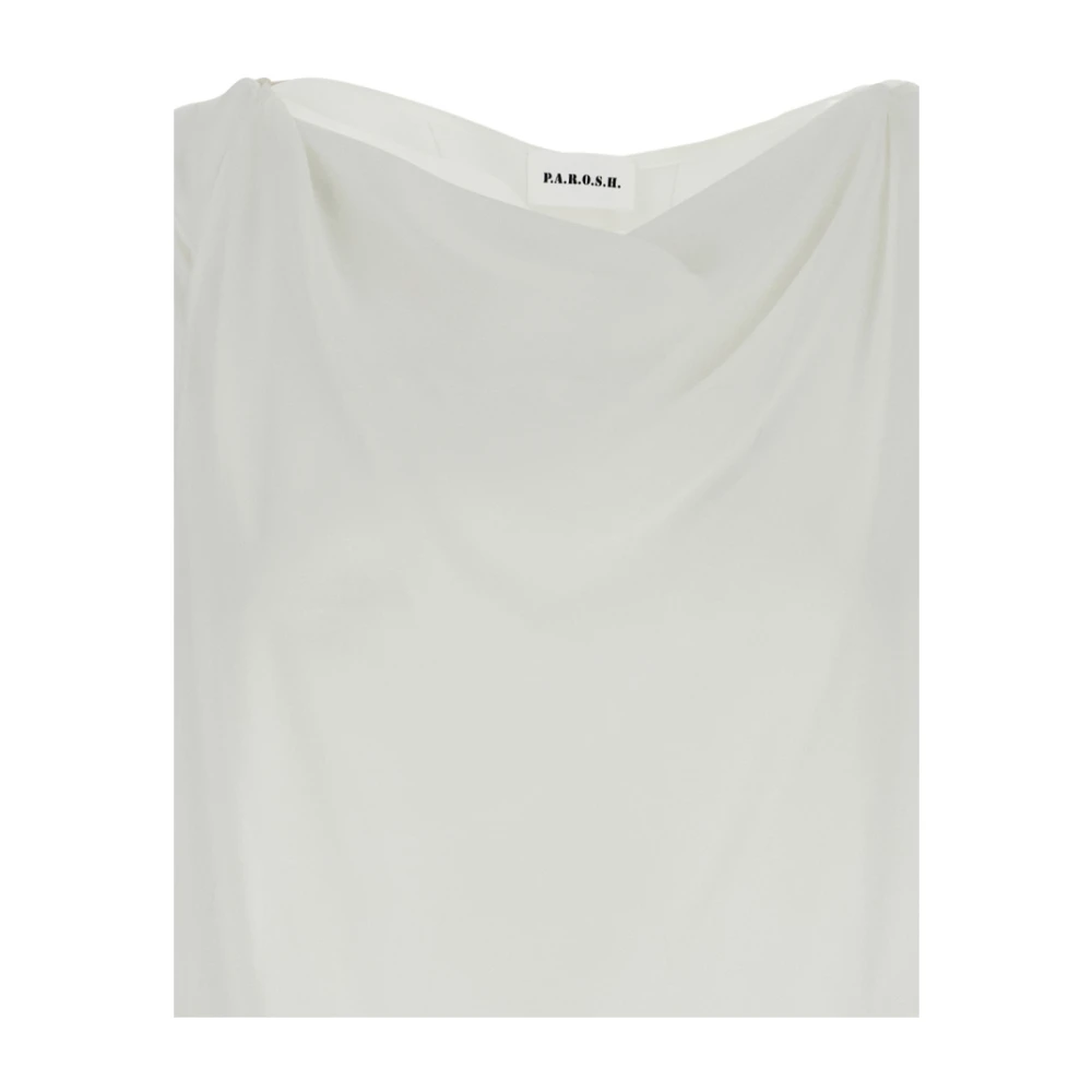 P.a.r.o.s.h. Zijden Mouwloze Witte Blouse met Ventilatie White Dames