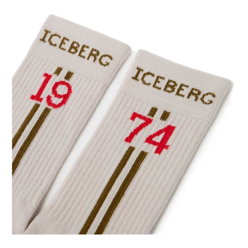 Iceberg Stoffige katoenen sok met jacquardstrepen Beige Heren