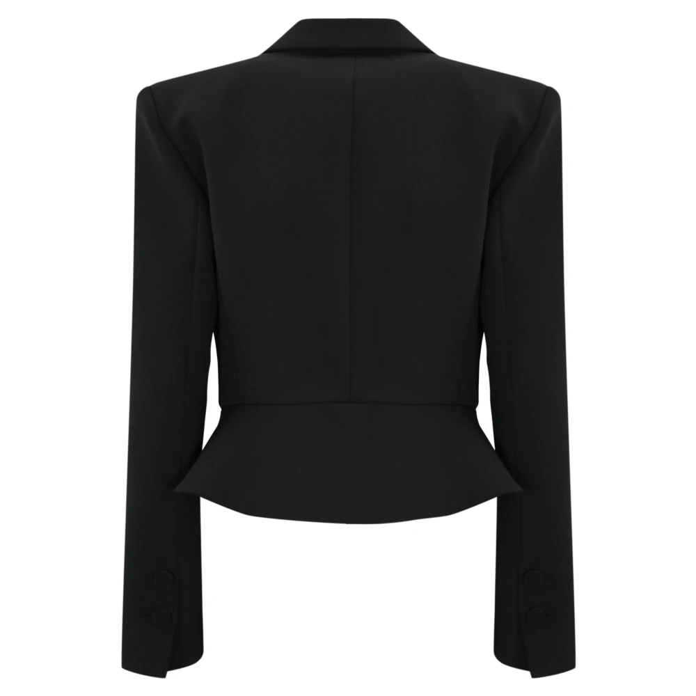 Blugirl Zwarte Crepe Blazer Lange Mouw V-Hals Black Dames