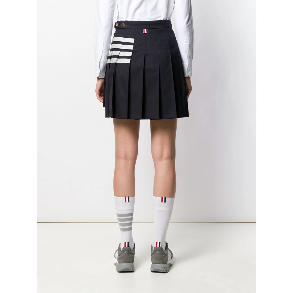 Thom Browne Blauwe Logo Wollen Rok Blue Dames
