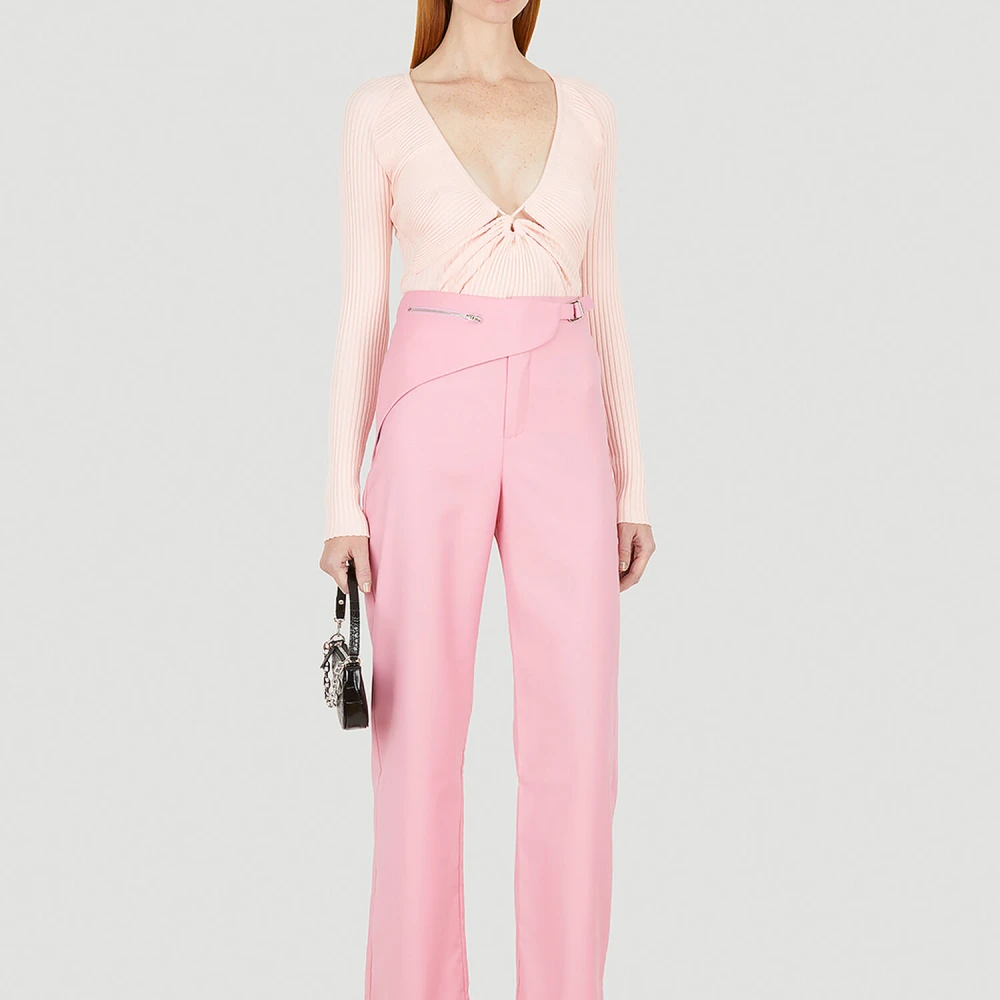 Wynn Hamlyn Stijlvolle V-Hals Gebreide Top Pink Dames